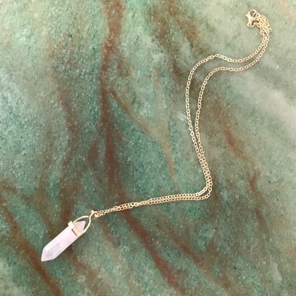 Pink Crystal Pendant Necklace Gold Tone - Picture 4 of 4